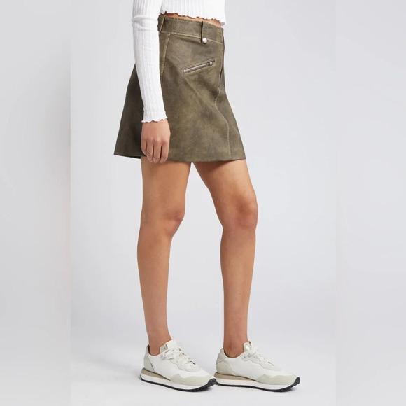 NWT BLANKNYC Zip Pocket Faux Leather Mini Skirt in Wild World Green Brown Y2K 26 - Picture 5 of 15
